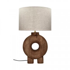 TABLE LAMP EDUSA COIN MANGO WOOD BROWN 